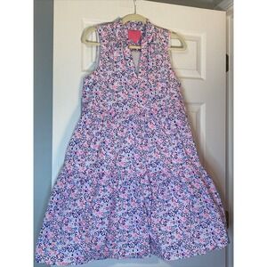 Lilly Pulitzer Womens Novella Tiered Dress Multi Fun‎ Sun Repeat Ditsy Pockets M